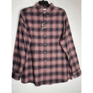 ROWM 2XT Mesa Sunset Flannel Long Sleeve Button Up Black / Cor 100% Cotton NWT's